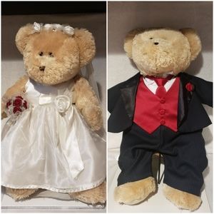 David's Bridal Bride and Groom Plush Wedding Bears (Rare)